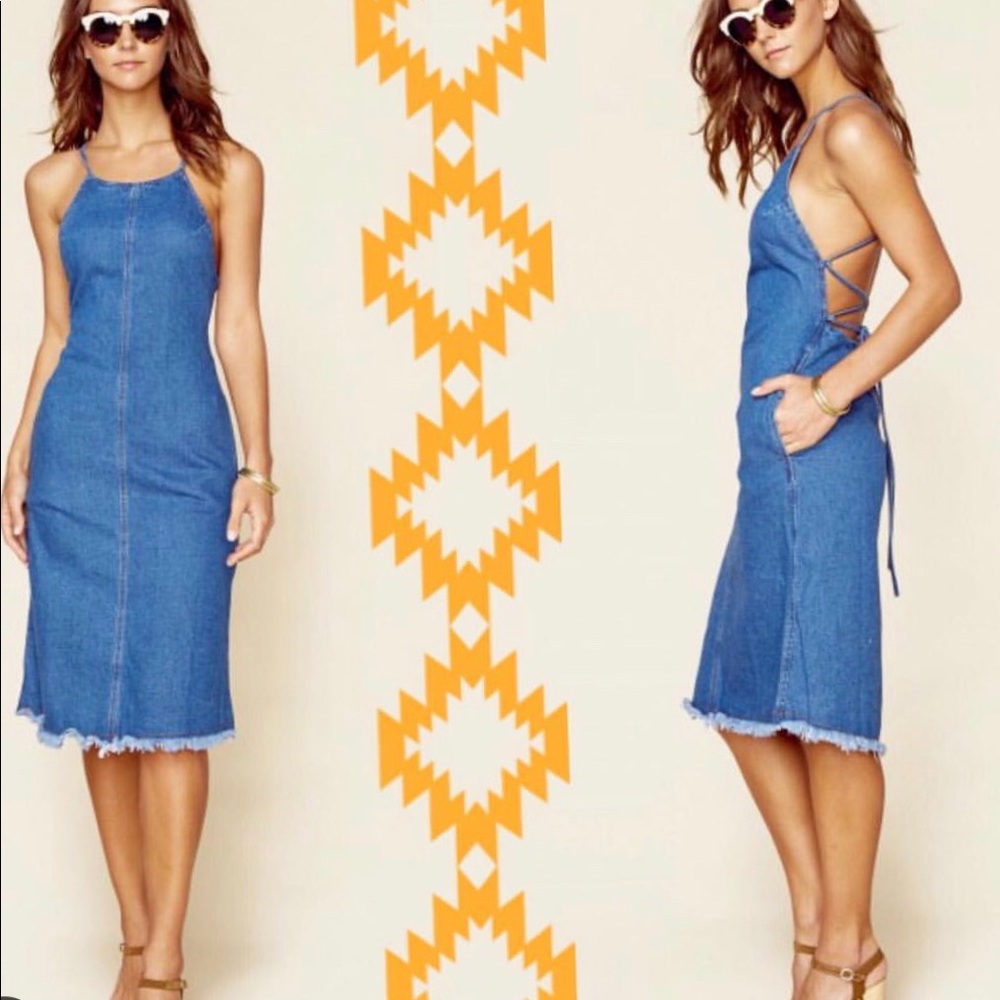 Denim backless dress